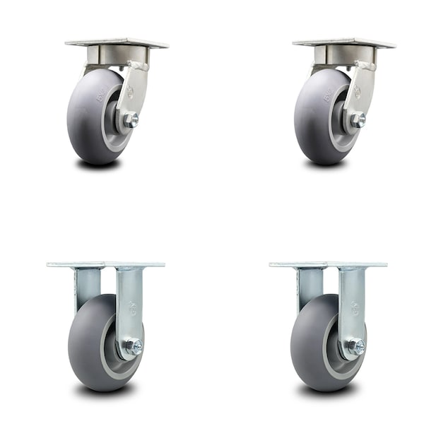 Service Caster 5 Inch Kingpinless Thermoplastic Rubber Wheel Swivel Caster Swivel 2 Rigid, 2PK SCC-KP30S520-TPRRD-2-R-2 - main